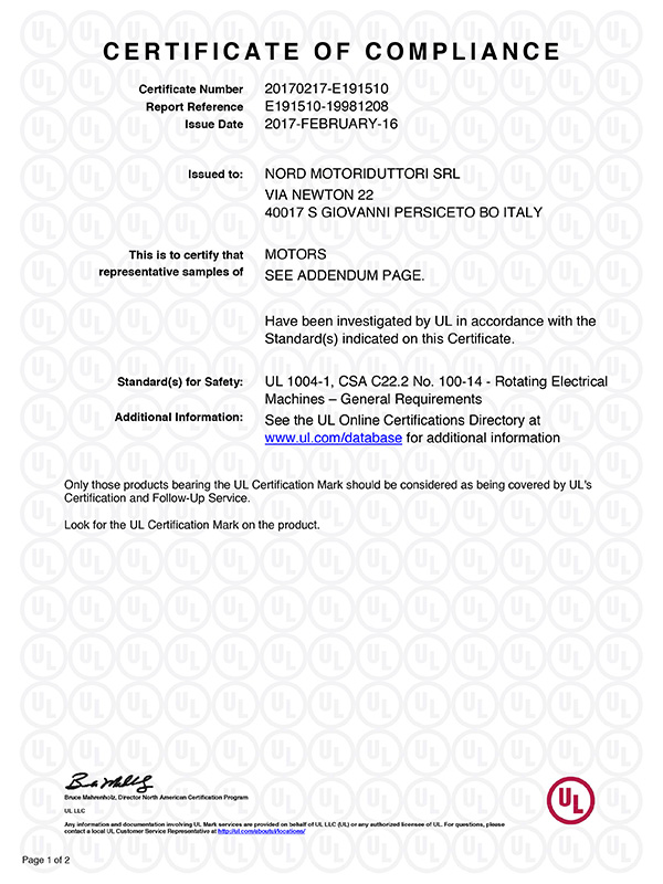 NORD 諾德電機UL認證